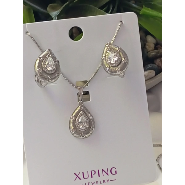 Xuping Jewelry Silver Damla Kolye Küpe Seti