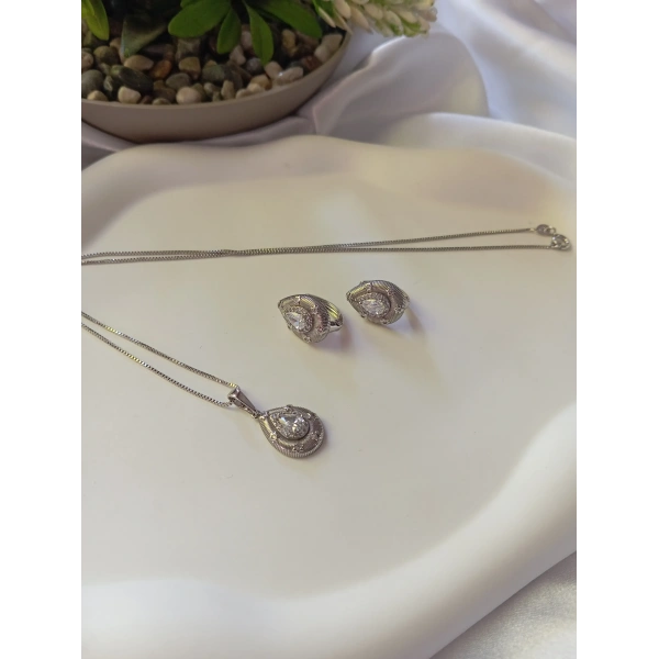 Xuping Jewelry Silver Damla Kolye Küpe Seti