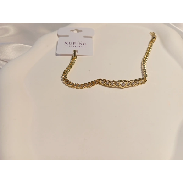 Kalp Detaylı 14 K Kaplama Xuping Jewelry Bileklik 17-19 cm