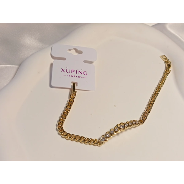 Kalp Detaylı 14 K Kaplama Xuping Jewelry Bileklik 17-19 cm