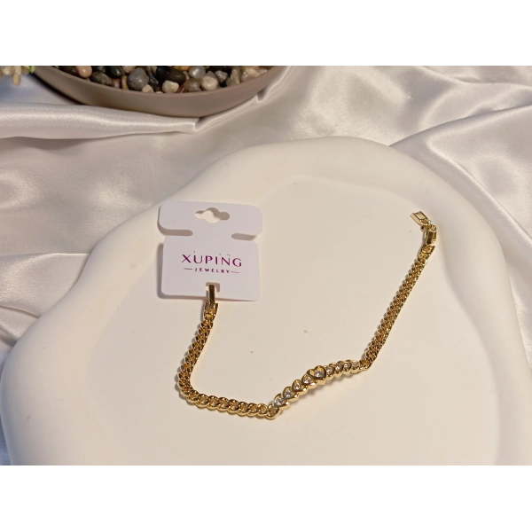 Kalp Detaylı 14 K Kaplama Xuping Jewelry Bileklik 17-19 cm