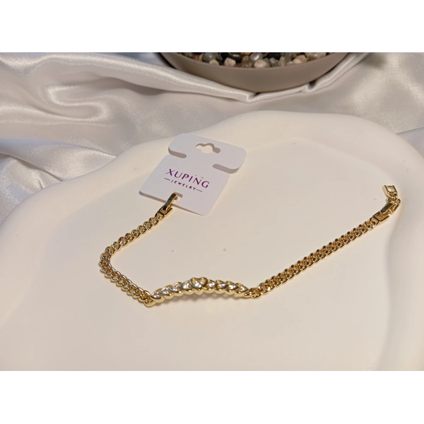 Kalp Detaylı 14 K Kaplama Xuping Jewelry Bileklik 17-19 cm