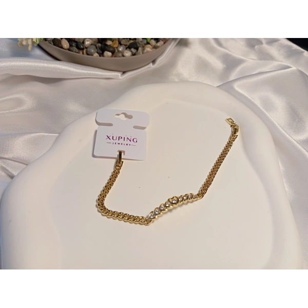 Kalp Detaylı 14 K Kaplama Xuping Jewelry Bileklik 17-19 cm