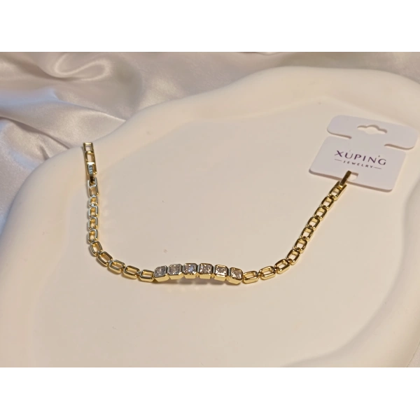 Xuping Jewelry Taşlı Plaka Bileklik 14 K Kaplama