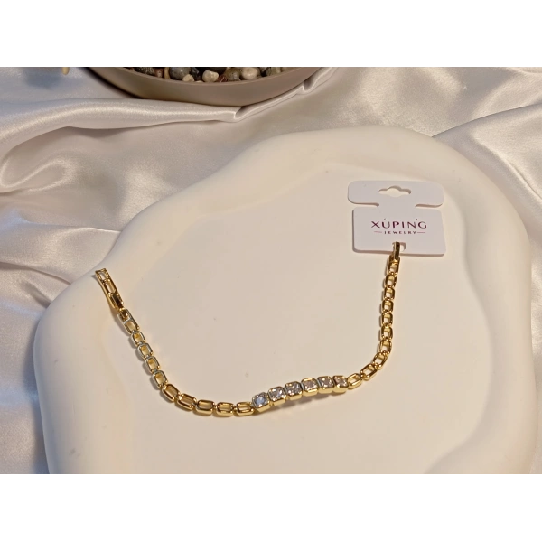 Xuping Jewelry Taşlı Plaka Bileklik 14 K Kaplama