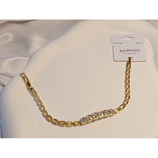 Xuping Jewelry Taşlı Plaka Bileklik 14 K Kaplama