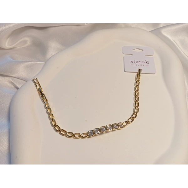 Xuping Jewelry Taşlı Plaka Bileklik 14 K Kaplama