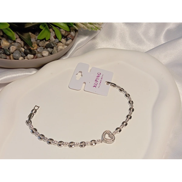 Gümüş Renk Kalp Detaylı Xuping Jewelry Bileklik