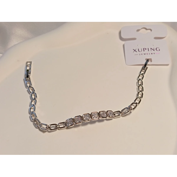 Zirkon Taşlı Gümüş Renk Xuping Jewelry Bileklik 17-19 cm