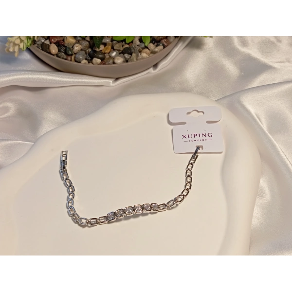 Zirkon Taşlı Gümüş Renk Xuping Jewelry Bileklik 17-19 cm