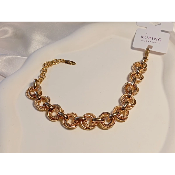 İç İçe Halka Detaylı Rose Renk Xuping Jewelry Bileklik 19-25 cm