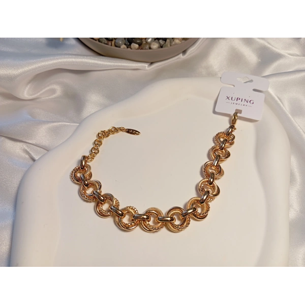 İç İçe Halka Detaylı Rose Renk Xuping Jewelry Bileklik 19-25 cm