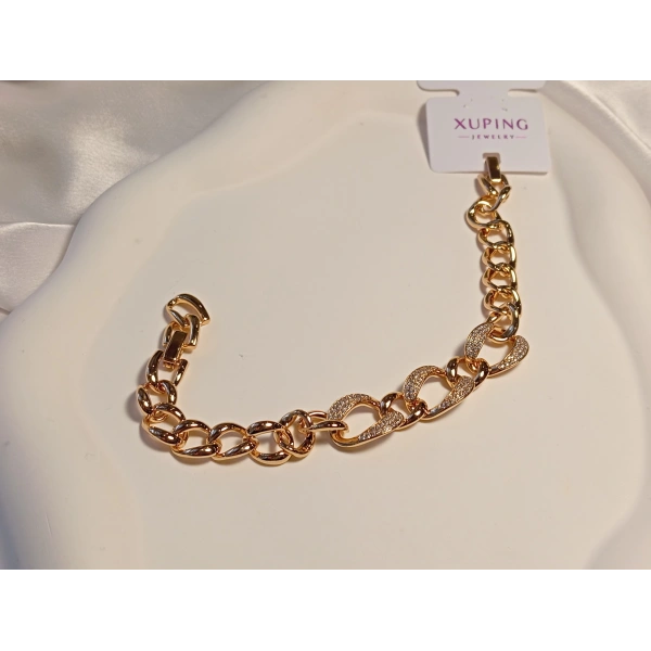 Xuping Rose Renk Zirkon Taşlı Geçmeli Zincir Bileklik 17-21 cm