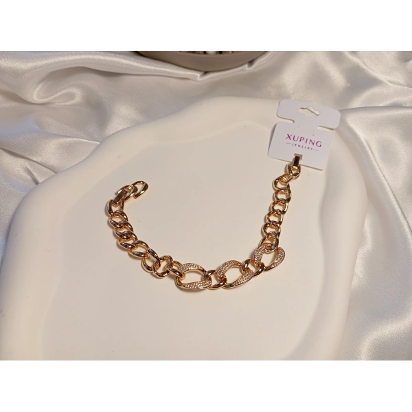 Xuping Rose Renk Zirkon Taşlı Geçmeli Zincir Bileklik 17-21 cm