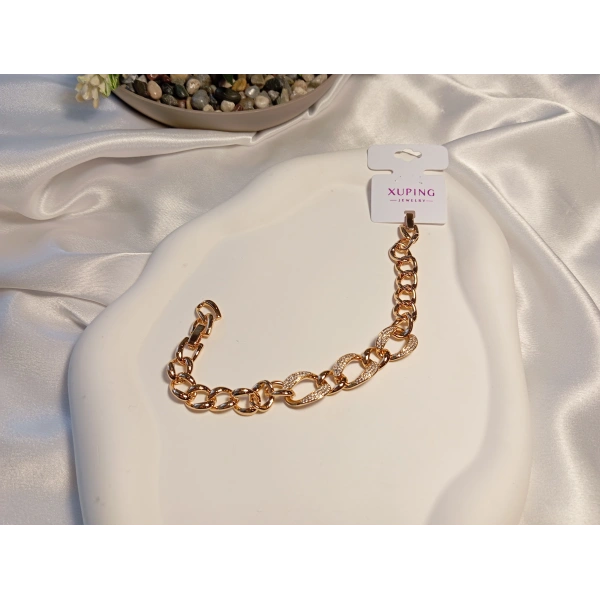 Xuping Rose Renk Zirkon Taşlı Geçmeli Zincir Bileklik 17-21 cm