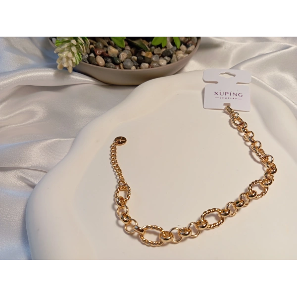 Xuping Rose Renk Burgu ve Düz Geçişli Zincir Bileklik 18-23 cm