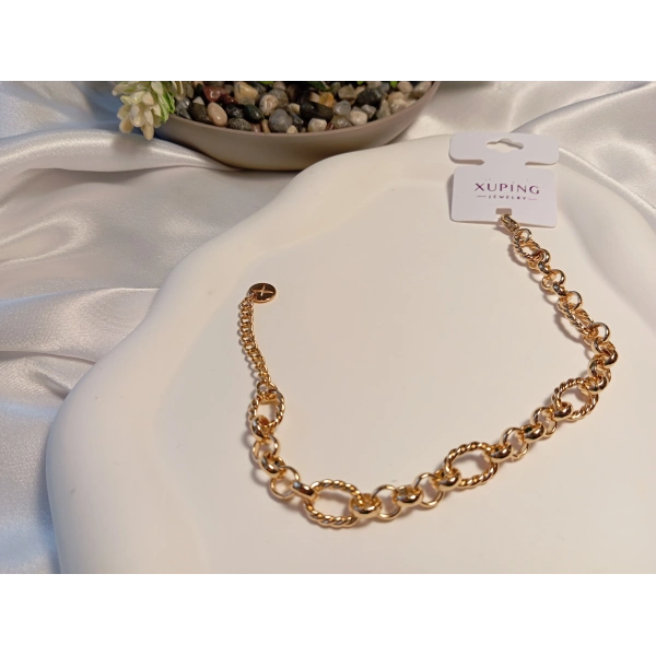 Xuping Rose Renk Burgu ve Düz Geçişli Zincir Bileklik 18-23 cm