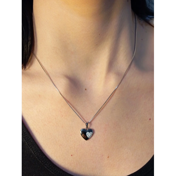 Gümüş Renk Xuping Zirkon Taşlı Kalp Detaylı Kolye