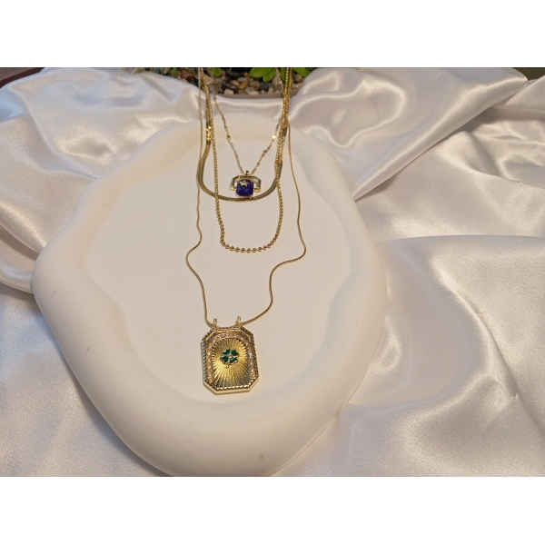 Gold Kaplama Katmanlı Çelik Kolye Seti