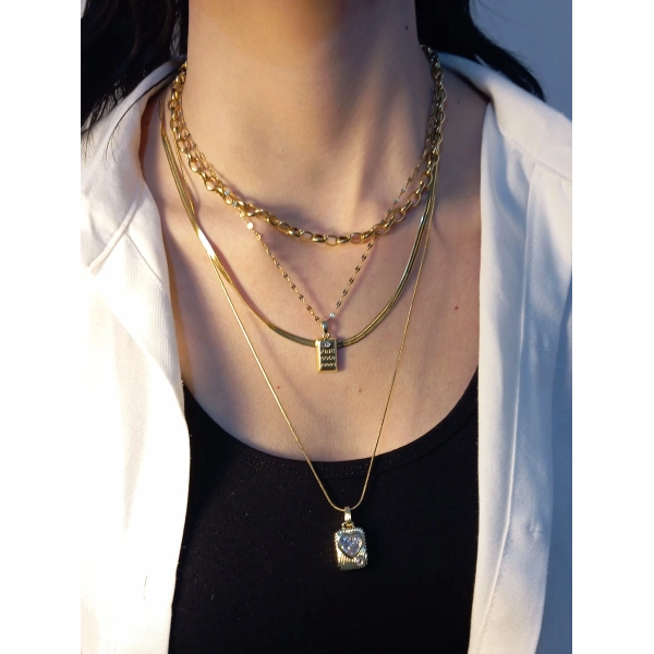 Gold Elegance 4lü Çelik Kolye