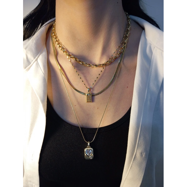 Gold Elegance 4lü Çelik Kolye