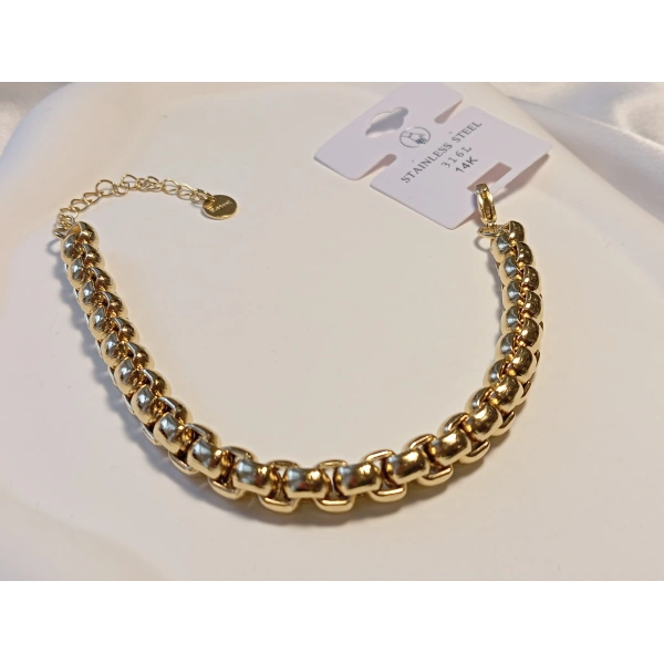 Bold Tasarım Kalın Geçmeli Çelik Zincir Bileklik