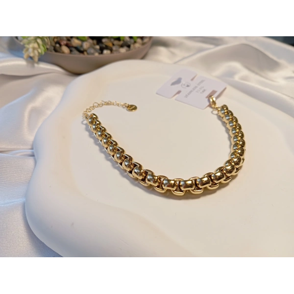 Bold Tasarım Kalın Geçmeli Çelik Zincir Bileklik