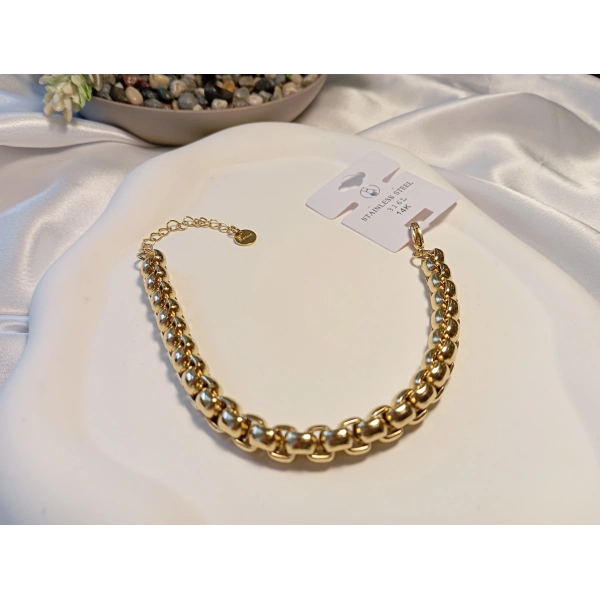 Bold Tasarım Kalın Geçmeli Çelik Zincir Bileklik