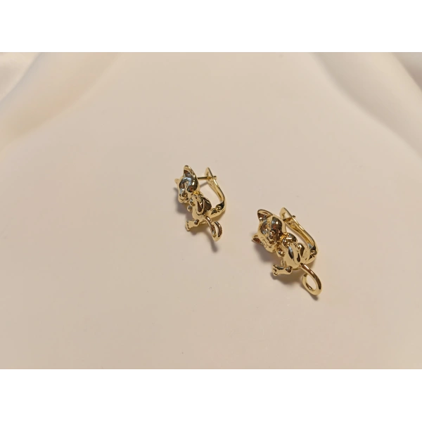 14 K Kaplama Kedi Detaylı Xuping Küpe