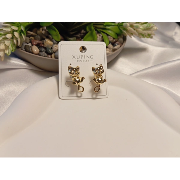 14 K Kaplama Kedi Detaylı Xuping Küpe