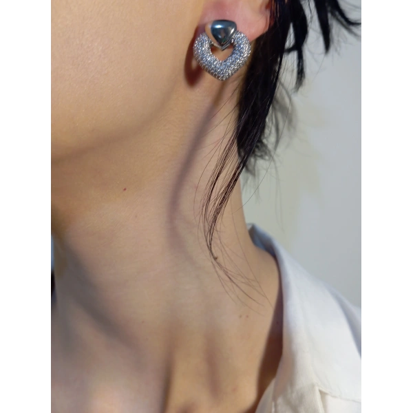 Xuping Jewelry Zirkon Taşlı Kalp Küpe (1,5 cm)