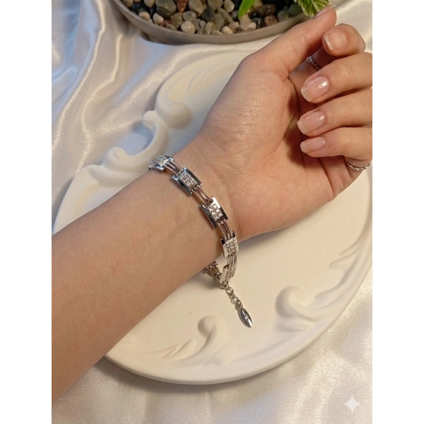 Gümüş Renk Zirkon Taşlı Xuping Jewelry Vip Bileklik