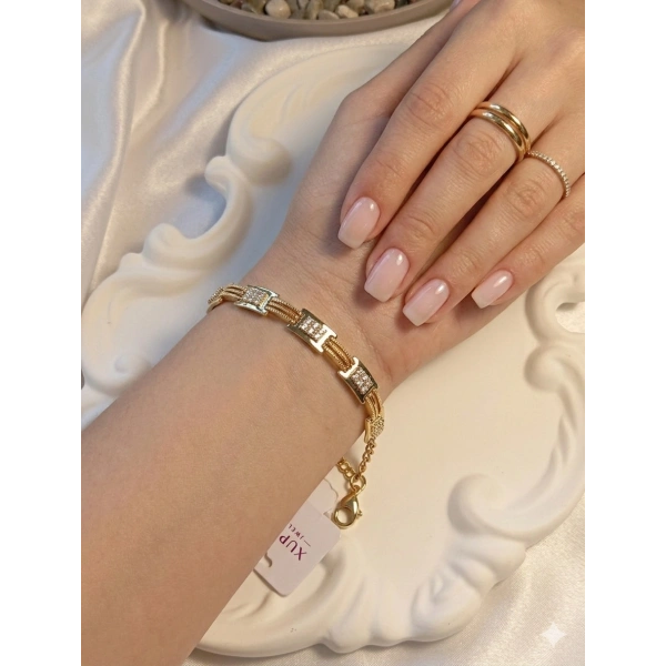 Vip Bileklik Taşlı (14 K Dikdörtgen)