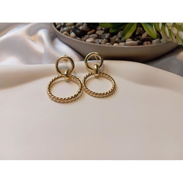 Luxury Jewelry Gold Kaplama Geçmeli Burgu Halka Küpe (4 cm)