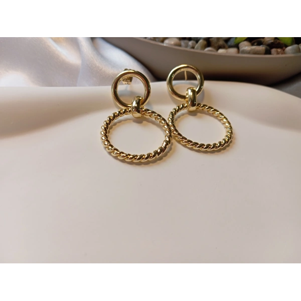 Luxury Jewelry Gold Kaplama Geçmeli Burgu Halka Küpe (4 cm)