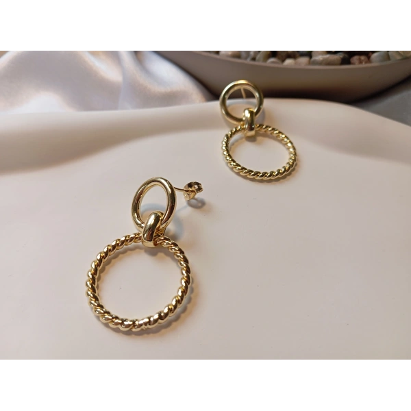 Luxury Jewelry Gold Kaplama Geçmeli Burgu Halka Küpe (4 cm)