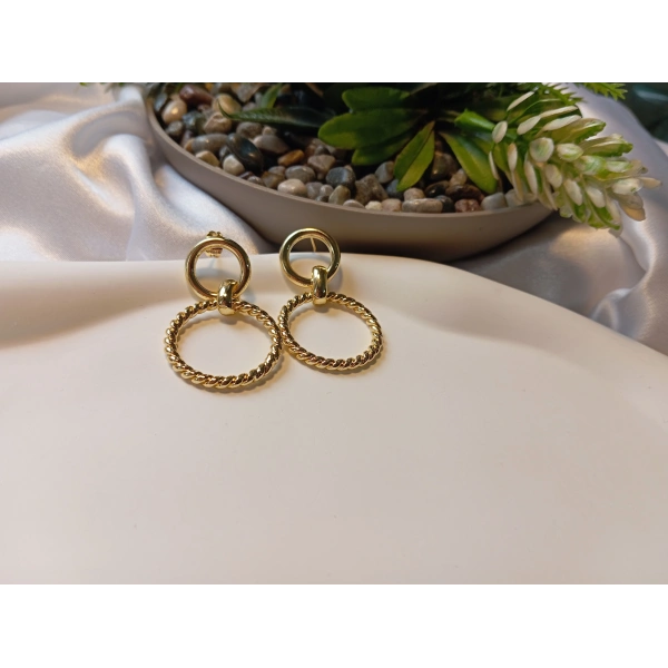 Luxury Jewelry Gold Kaplama Geçmeli Burgu Halka Küpe (4 cm)