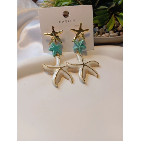Euro Aksesuar 3lü Deniz Yıldızı Bijuteri Küpe - Gold