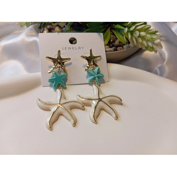 Euro Aksesuar 3lü Deniz Yıldızı Bijuteri Küpe - Gold