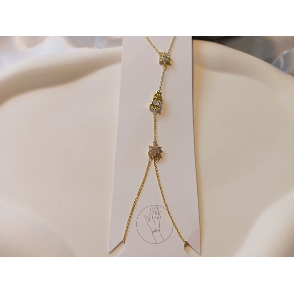 Gold Kaplama Işıltılı Figürlü Üçlü El Şahmeranı