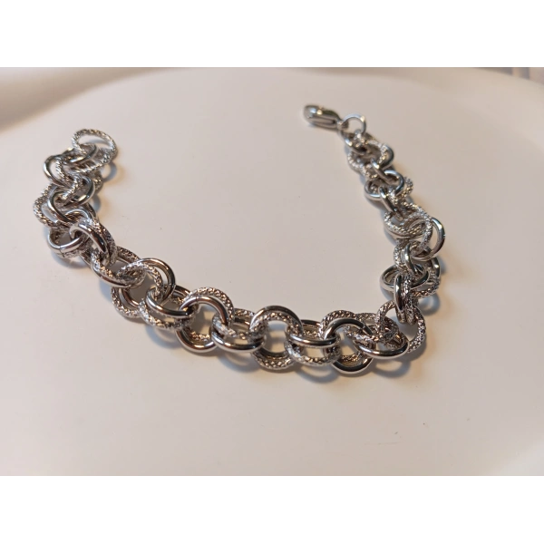 Xuping 19cm Gümüş Kaplama Özel Dokulu Halka Bileklik - Euro Aksesuar