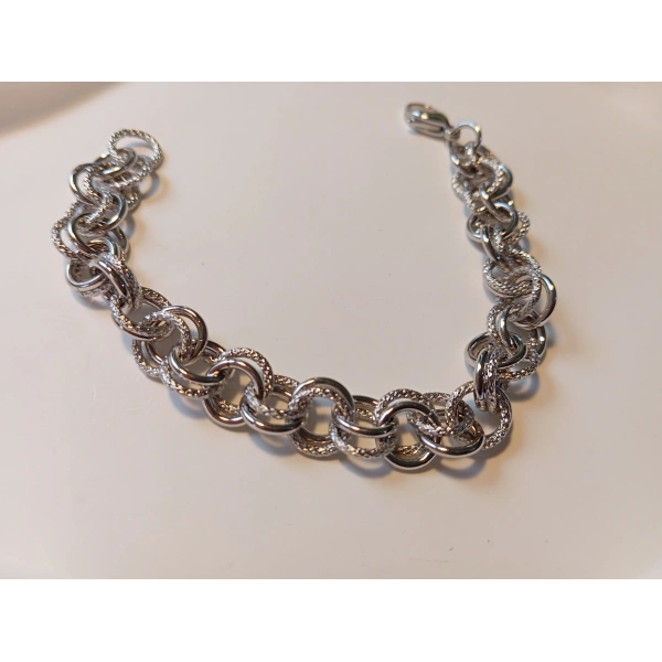 Xuping 19cm Gümüş Kaplama Özel Dokulu Halka Bileklik - Euro Aksesuar