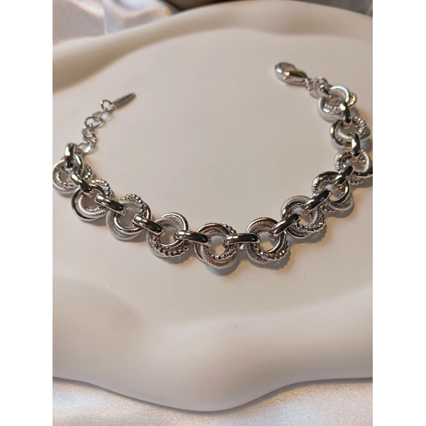 Xuping Rodyum Kaplama Dokulu Halka Model Kadın Bileklik (19-23 cm) - Euro Aksesuar