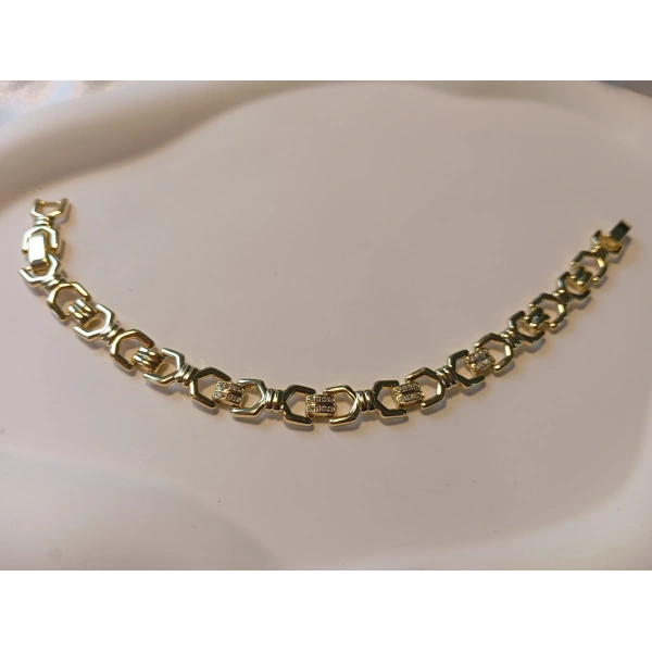 Xuping 14K Altın Kaplama Taşlı Kadın Bileklik - 16,5 - 17,5 cm Ayarlanabilir