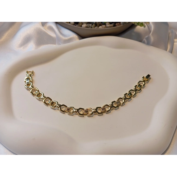 Xuping 14K Altın Kaplama Taşlı Kadın Bileklik - 16,5 - 17,5 cm Ayarlanabilir