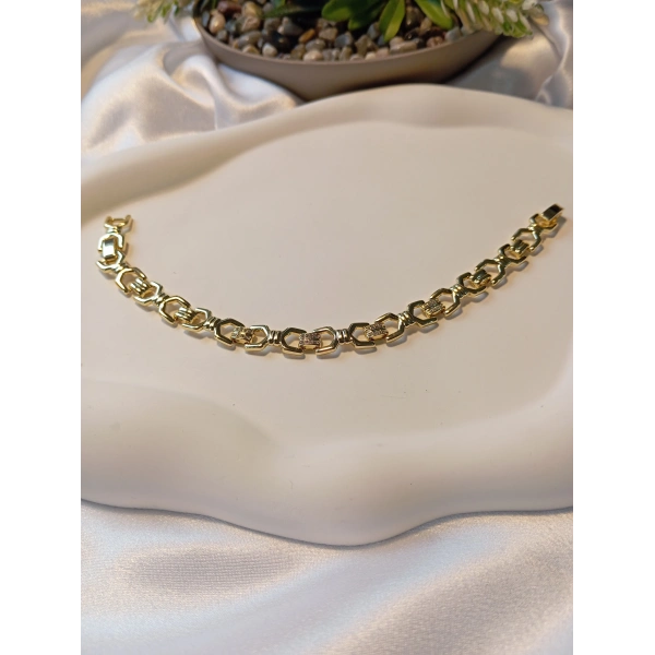 Xuping 14K Altın Kaplama Taşlı Kadın Bileklik - 16,5 - 17,5 cm Ayarlanabilir