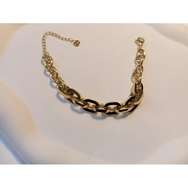 Euro Aksesuar 316L Paslanmaz Çelik 14 Ayar Altın Kaplama Unisex Bileklik (17-22 cm)