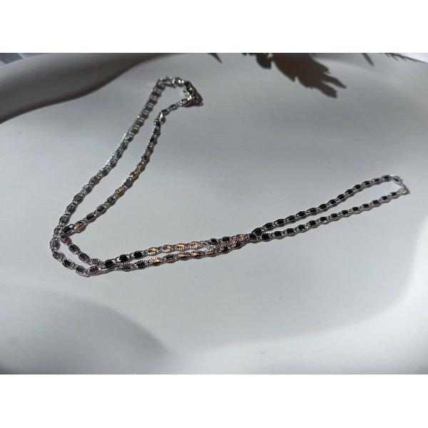 Euro Aksesuar Xuping Gümüş Renk Lazer Kesim 45 CM Kolye Zinciri