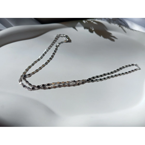 Euro Aksesuar Xuping Gümüş Renk Lazer Kesim 45 CM Kolye Zinciri