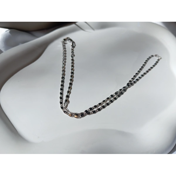 Euro Aksesuar Xuping Gümüş Renk Lazer Kesim 45 CM Kolye Zinciri